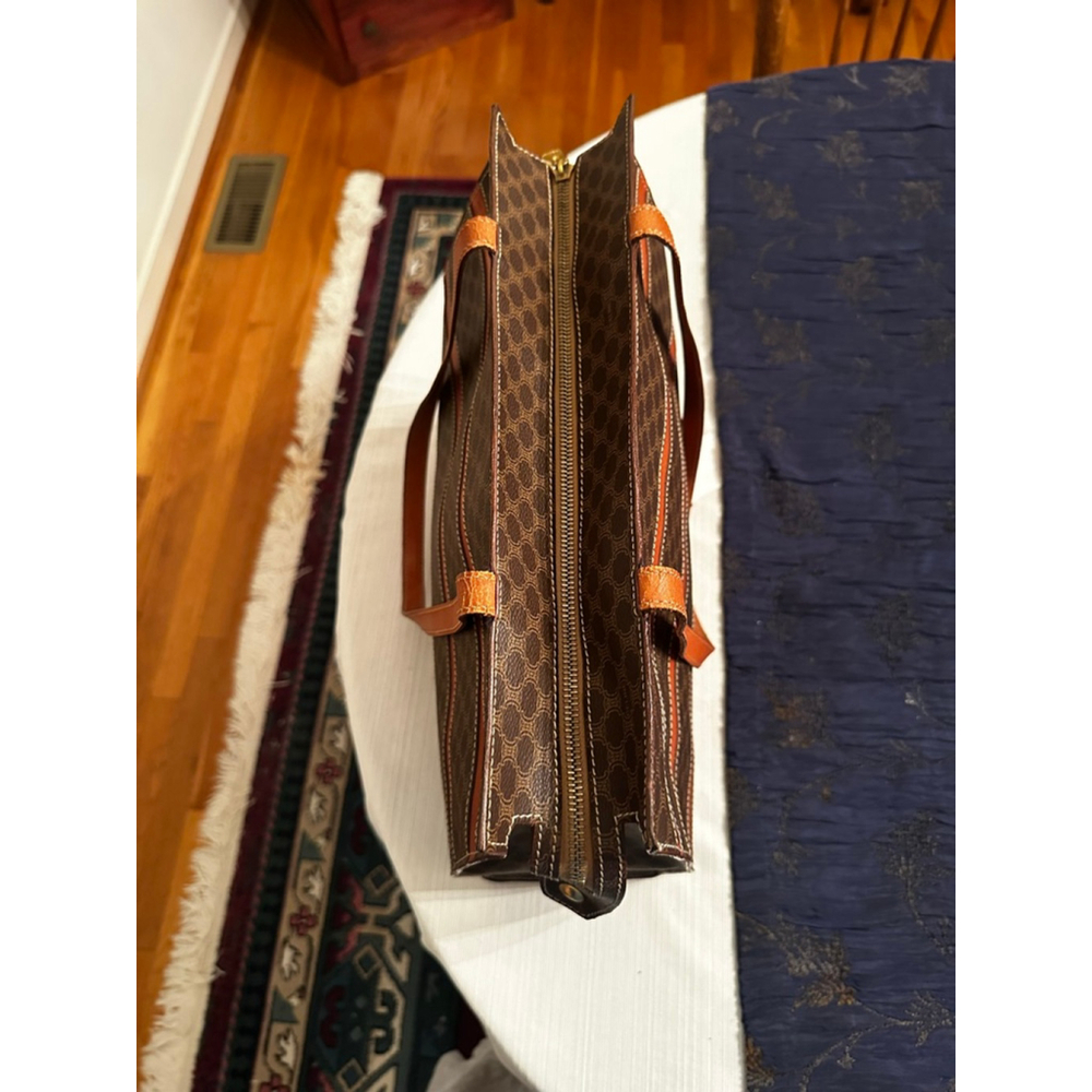 Celine Brown Macadam Monogram Orange Stripe Tote Bag - Picture 4 of 16